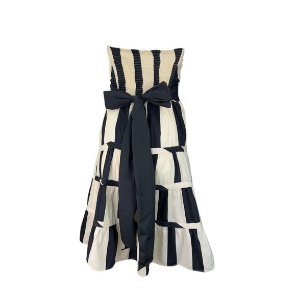 Lightweight Zara Cotton Strapless Dress in Beige and Black Stripes - Picture 2 of 2